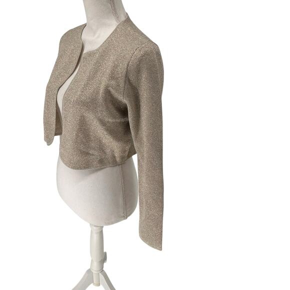 NEW Ann Taylor Gold Silver Metallic Shrug Cardigan Sz Small - Picture 3 of 8